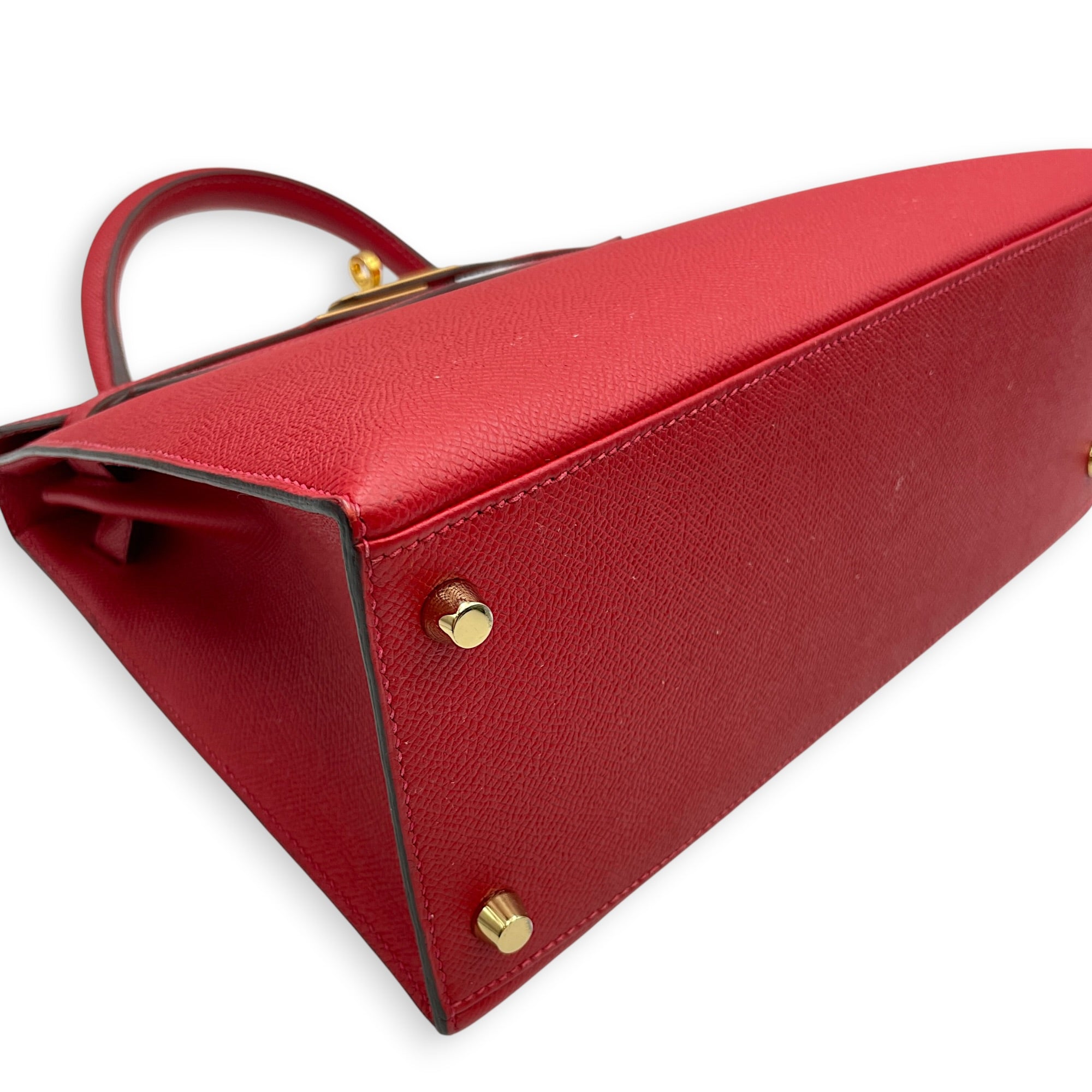 Sellier Kelly 28 Rouge Casaque in Epsom Gold hardware CL2601-18690 8