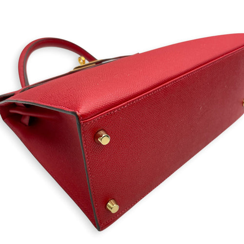 Sellier Kelly 28 Rouge Casaque in Epsom Gold hardware CL2601-18690 8