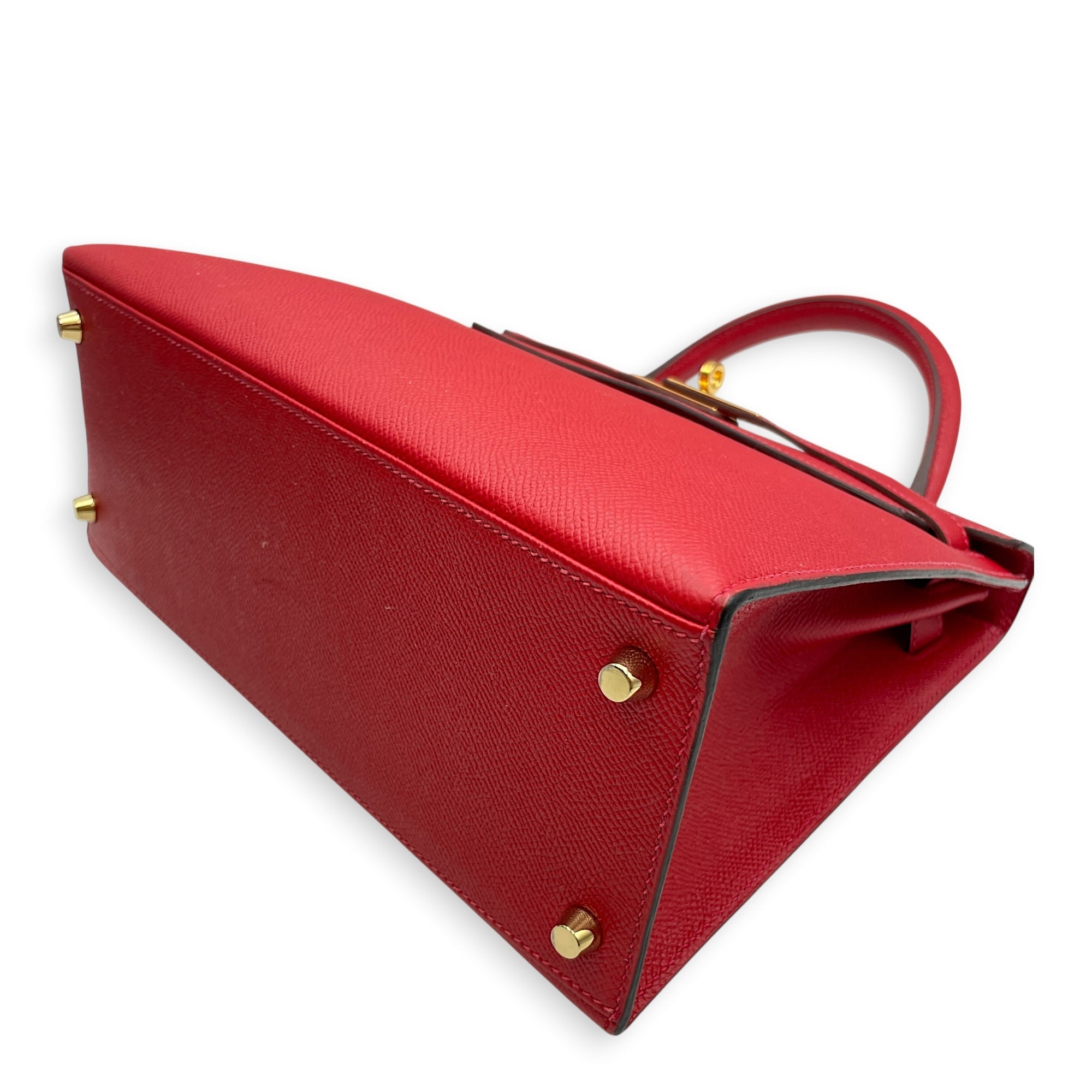 Sellier Kelly 28 Rouge Casaque in Epsom Gold hardware CL2601-18690 9