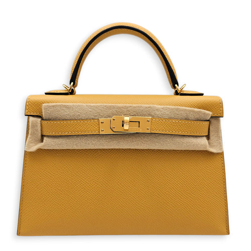 Sellier Kelly 20 Paille in Epsom Gold hardware