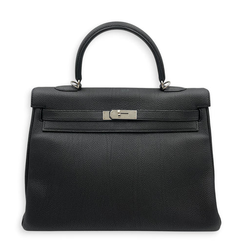 Verso Kelly  35 Black/Blue Agate in Togo Palladium hardware