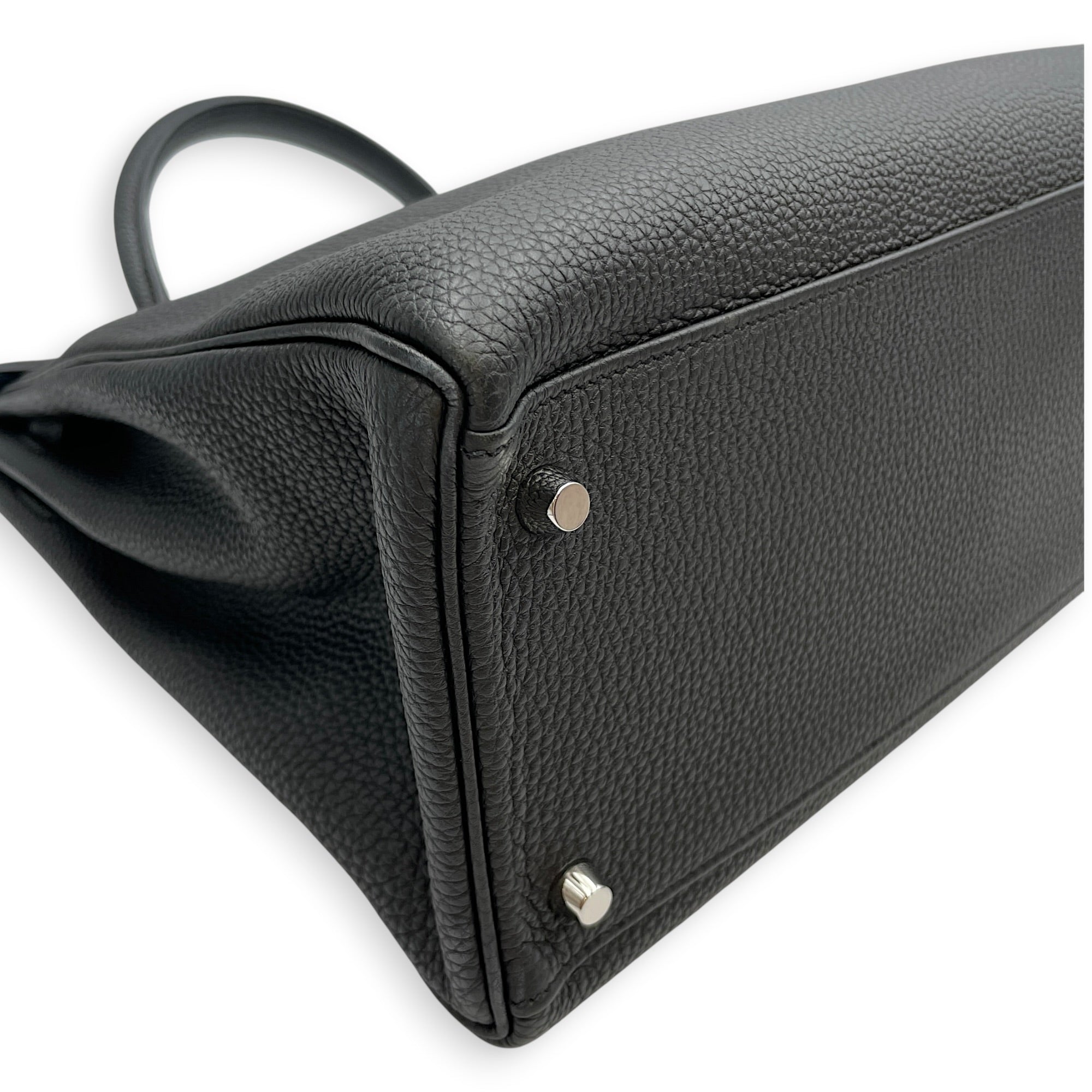 Verso Kelly  35 Black/Blue Agate in Togo Palladium hardware