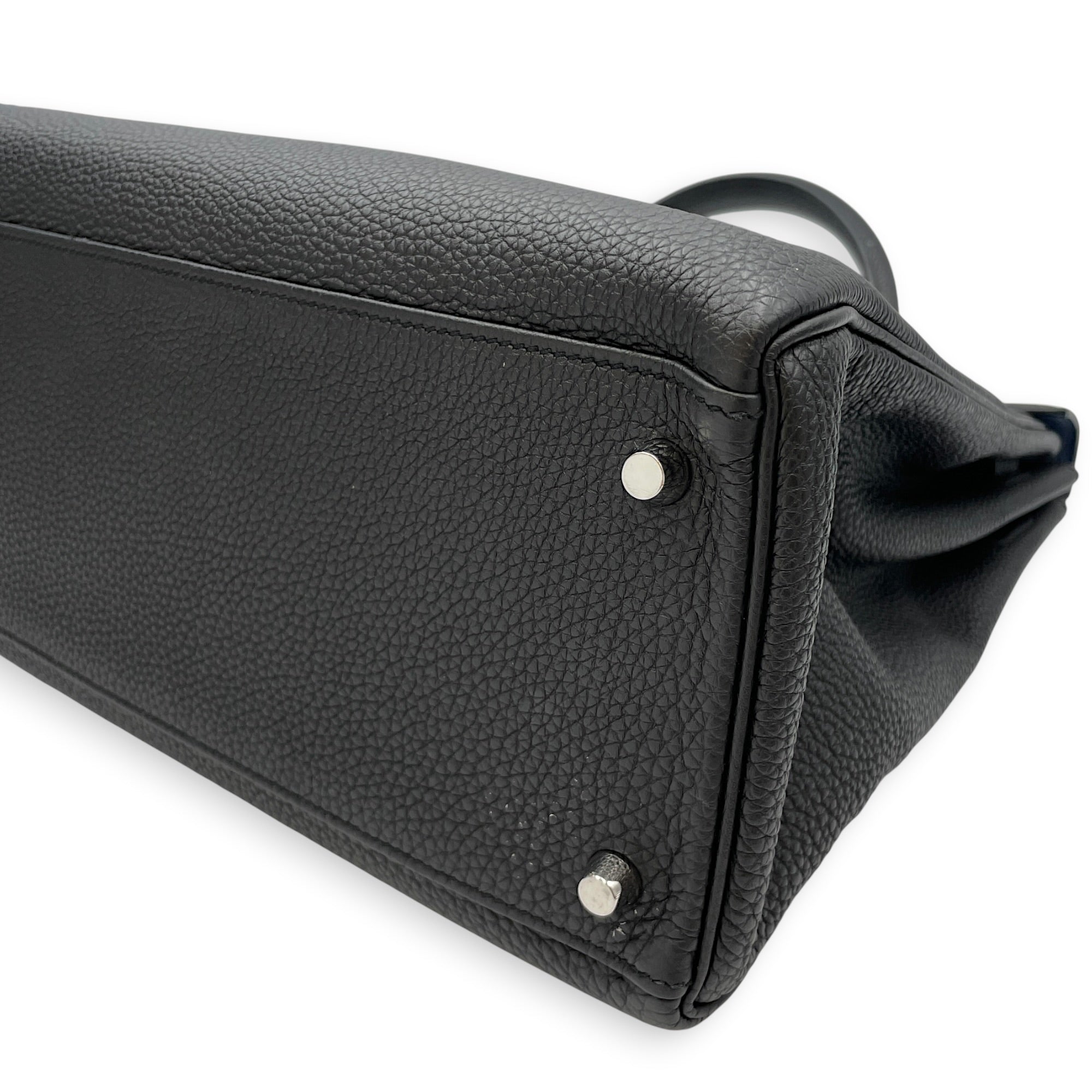 Verso Kelly  35 Black/Blue Agate in Togo Palladium hardware
