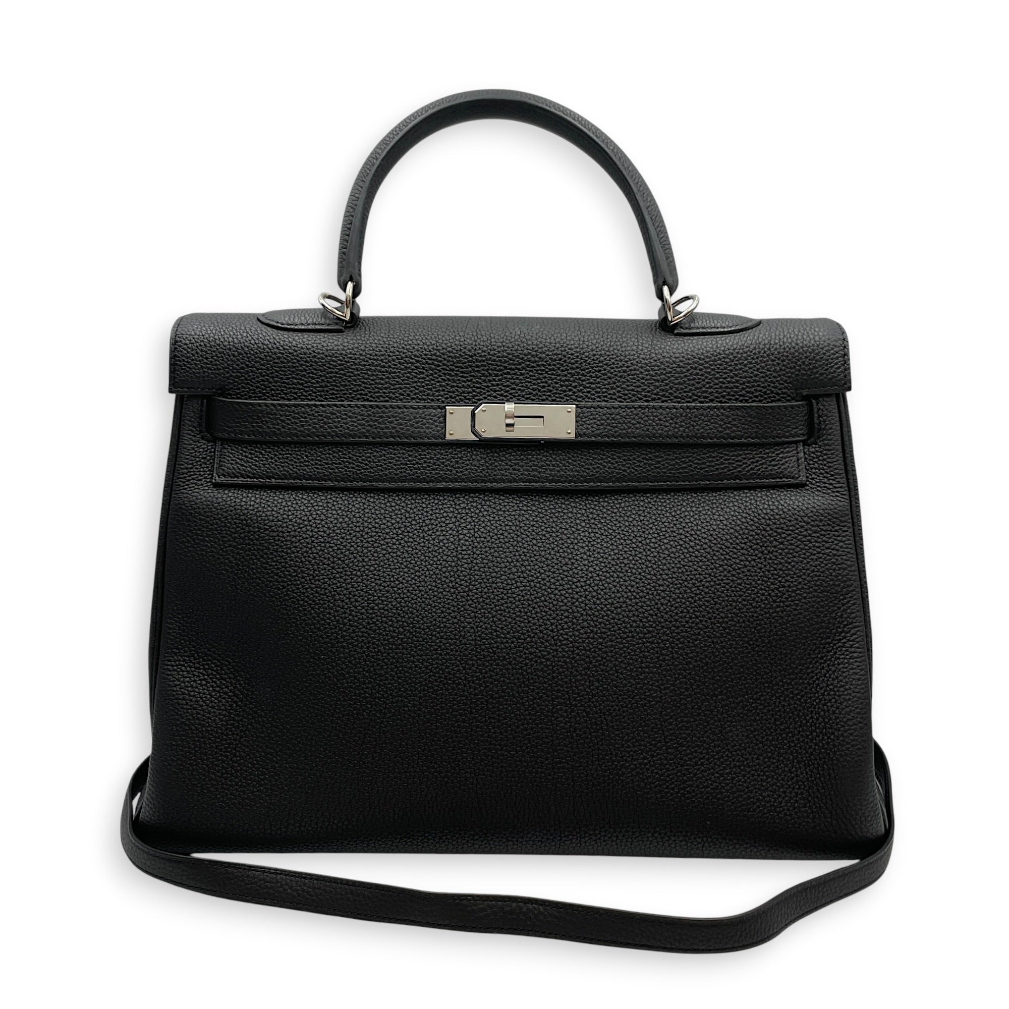 Verso Kelly  35 Black/Blue Agate in Togo Palladium hardware
