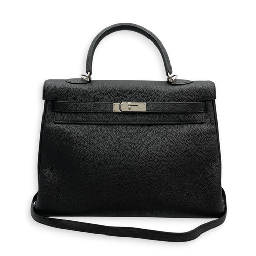Verso Kelly  35 Black/Blue Agate in Togo Palladium hardware