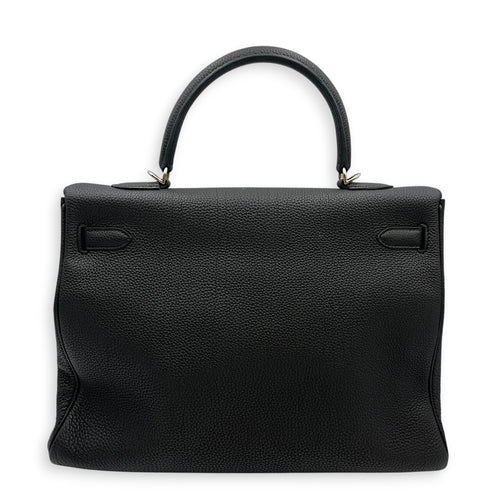 Verso Kelly  35 Black/Blue Agate in Togo Palladium hardware