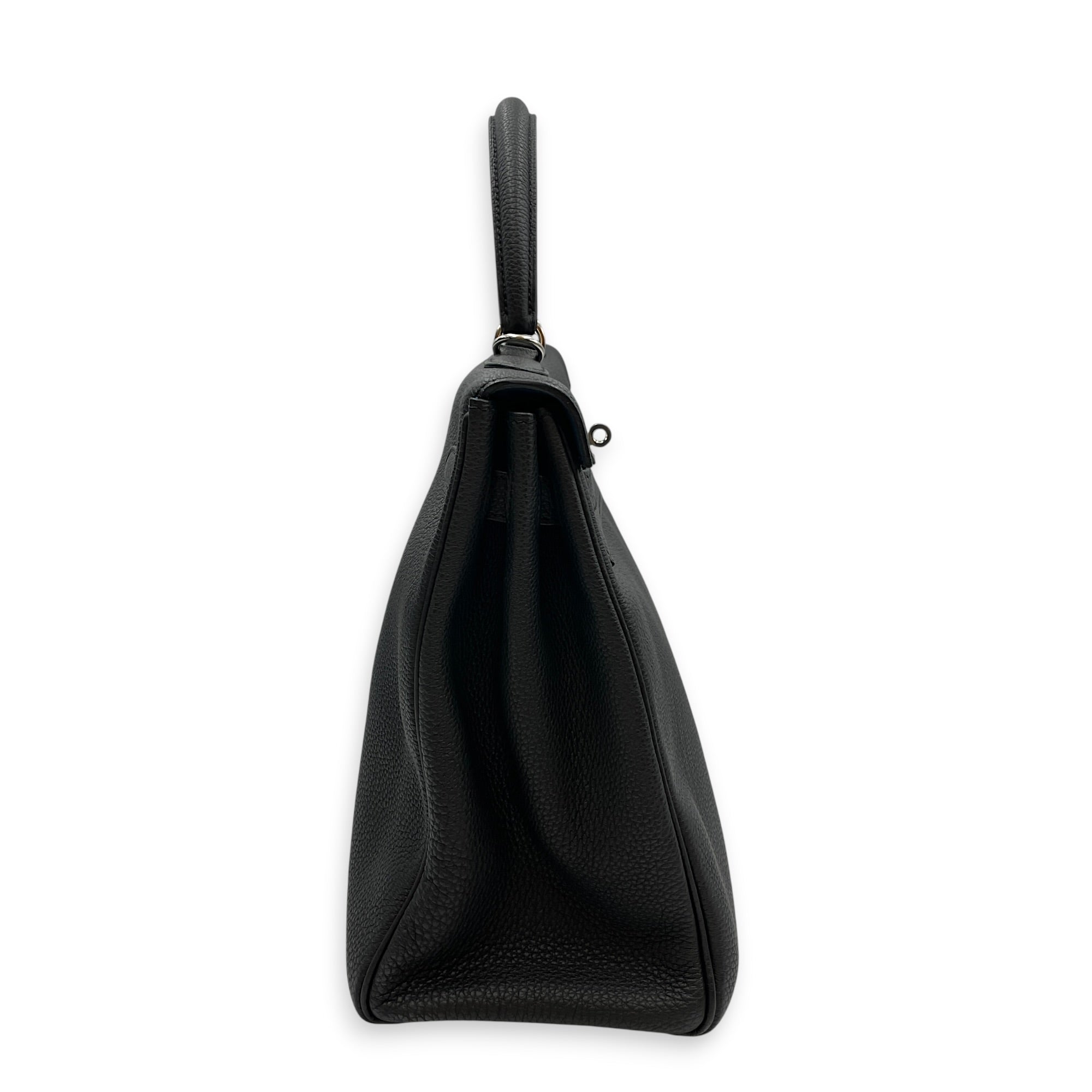 Verso Kelly  35 Black/Blue Agate in Togo Palladium hardware