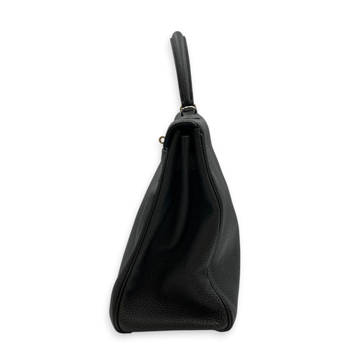 Verso Kelly  35 Black/Blue Agate in Togo Palladium hardware