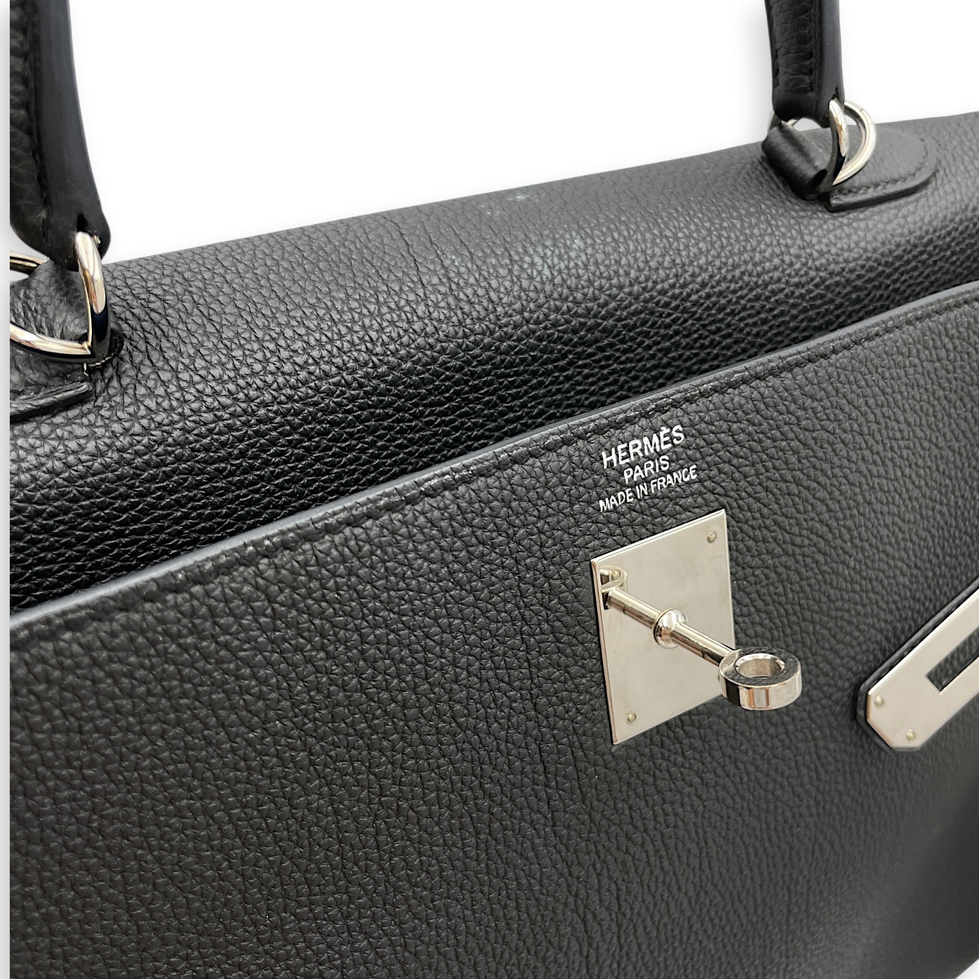 Verso Kelly  35 Black/Blue Agate in Togo Palladium hardware