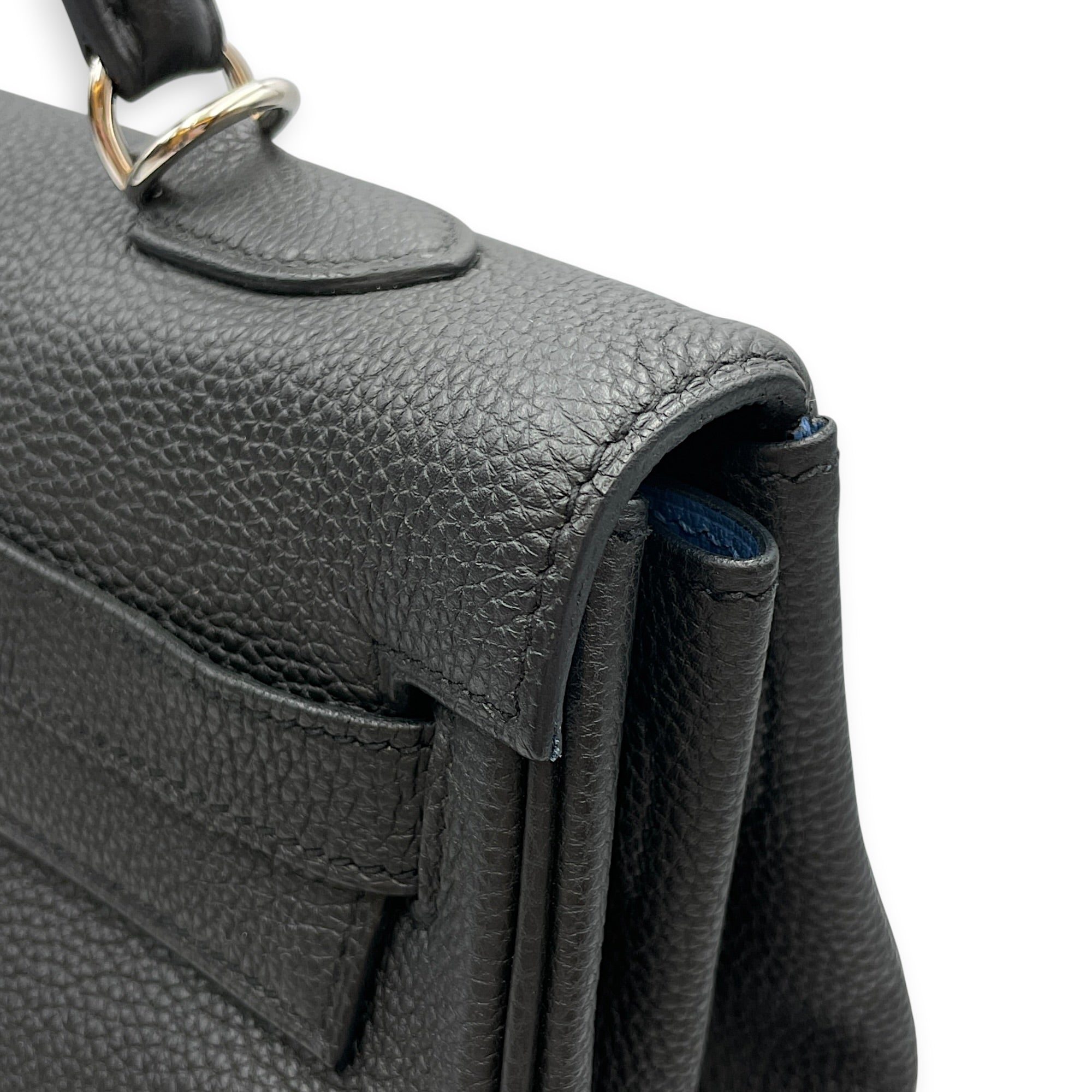 Verso Kelly  35 Black/Blue Agate in Togo Palladium hardware