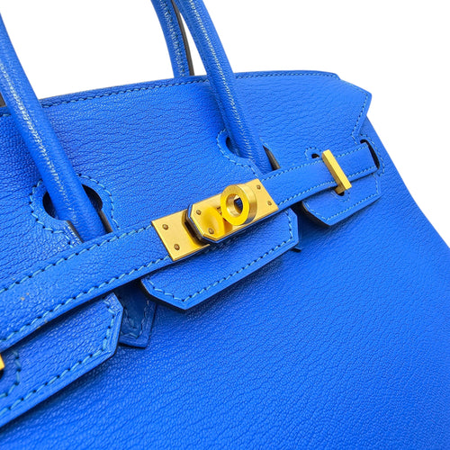 HSS Birkin 25 Blue Hydra/Vert Verone in Chevre Mysore Brushed Gold hardware CL2601-18750 12