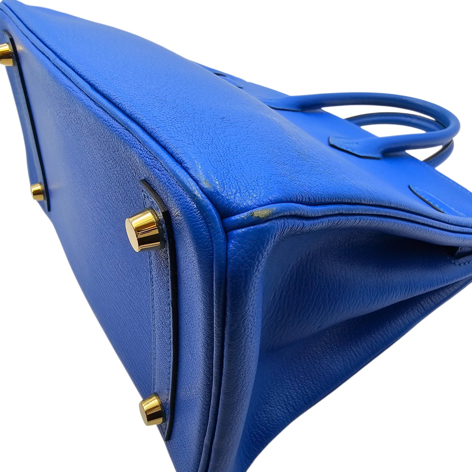 HSS Birkin 25 Blue Hydra/Vert Verone in Chevre Mysore Brushed Gold hardware CL2601-18750 13