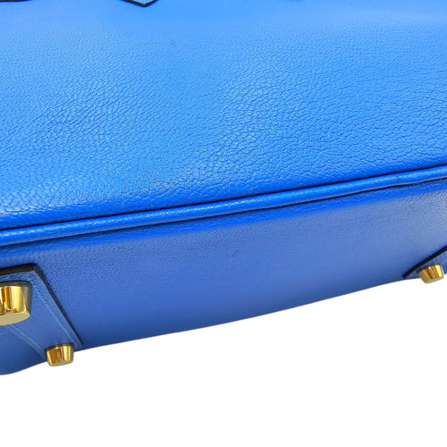 HSS Birkin 25 Blue Hydra/Vert Verone in Chevre Mysore Brushed Gold hardware CL2601-18750 16