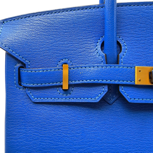 HSS Birkin 25 Blue Hydra/Vert Verone in Chevre Mysore Brushed Gold hardware CL2601-18750 19