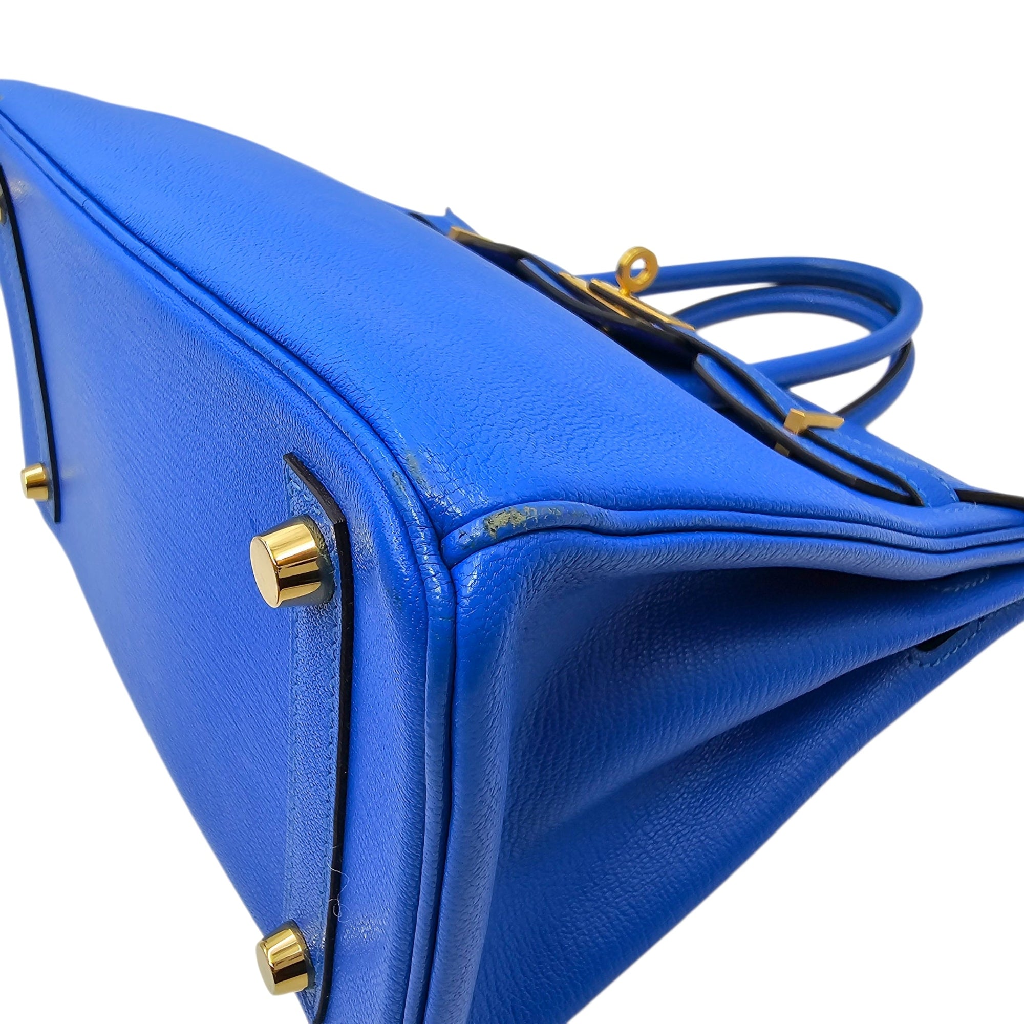 HSS Birkin 25 Blue Hydra/Vert Verone in Chevre Mysore Brushed Gold hardware CL2601-18750 7