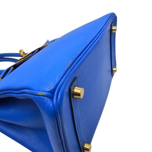 HSS Birkin 25 Blue Hydra/Vert Verone in Chevre Mysore Brushed Gold hardware CL2601-18750 8