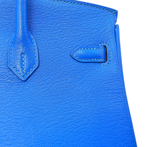 HSS Birkin 25 Blue Hydra/Vert Verone in Chevre Mysore Brushed Gold hardware CL2601-18750 9