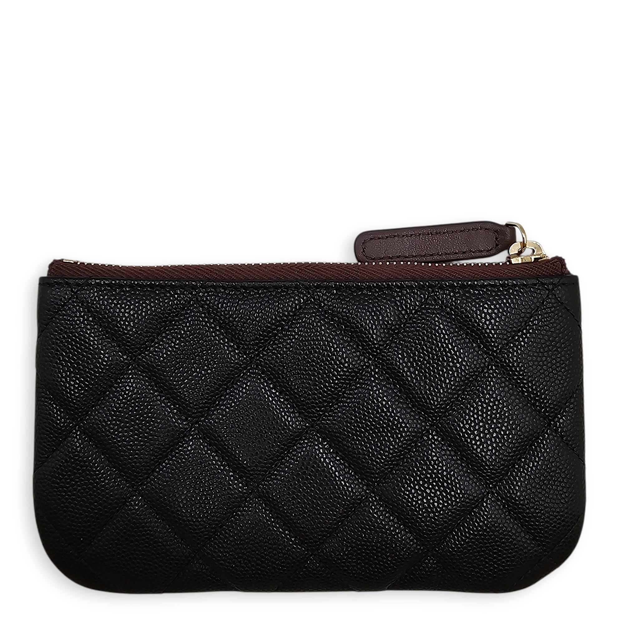 Small Zipped Pouch  Black Coin Purse in Caviar Leather Gold hardware CL2601-18789 2