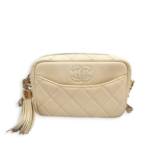 Small Quilted Caviar Camera in off white  White Crossbody Bag in Calfskin Gold hardware CL2601-18791 3