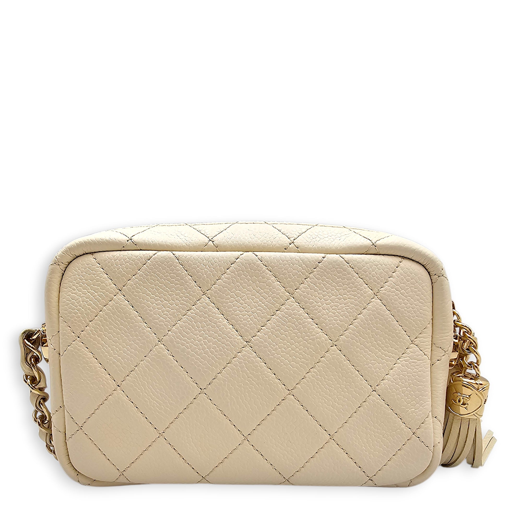 Small Quilted Caviar Camera in off white  White Crossbody Bag in Calfskin Gold hardware CL2601-18791 2
