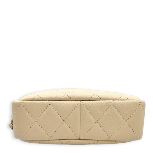 Small Quilted Caviar Camera in off white  White Crossbody Bag in Calfskin Gold hardware CL2601-18791 6
