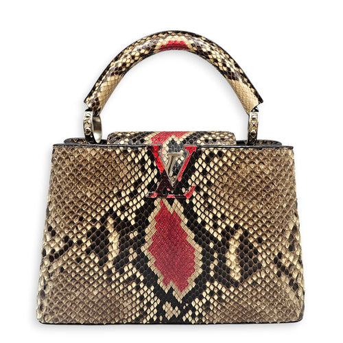 Capucines BB Python  27 Red Top Handle Bag in Python Leather Silver hardware CL2601-18805 1