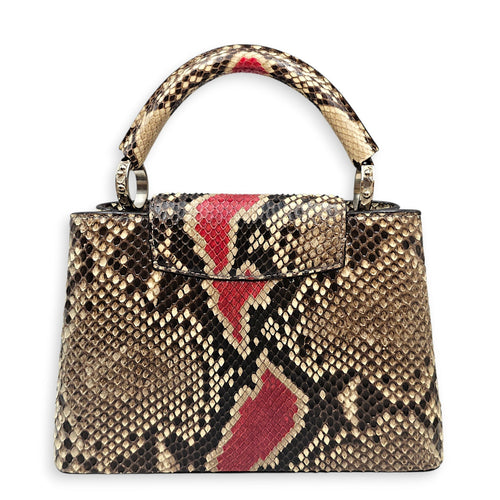 Capucines BB Python  27 Red Top Handle Bag in Python Leather Silver hardware CL2601-18805 2