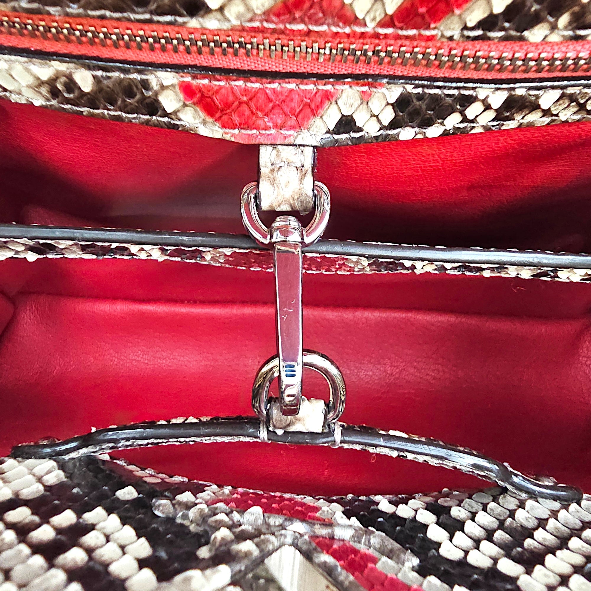 Capucines BB Python  27 Red Top Handle Bag in Python Leather Silver hardware CL2601-18805 9