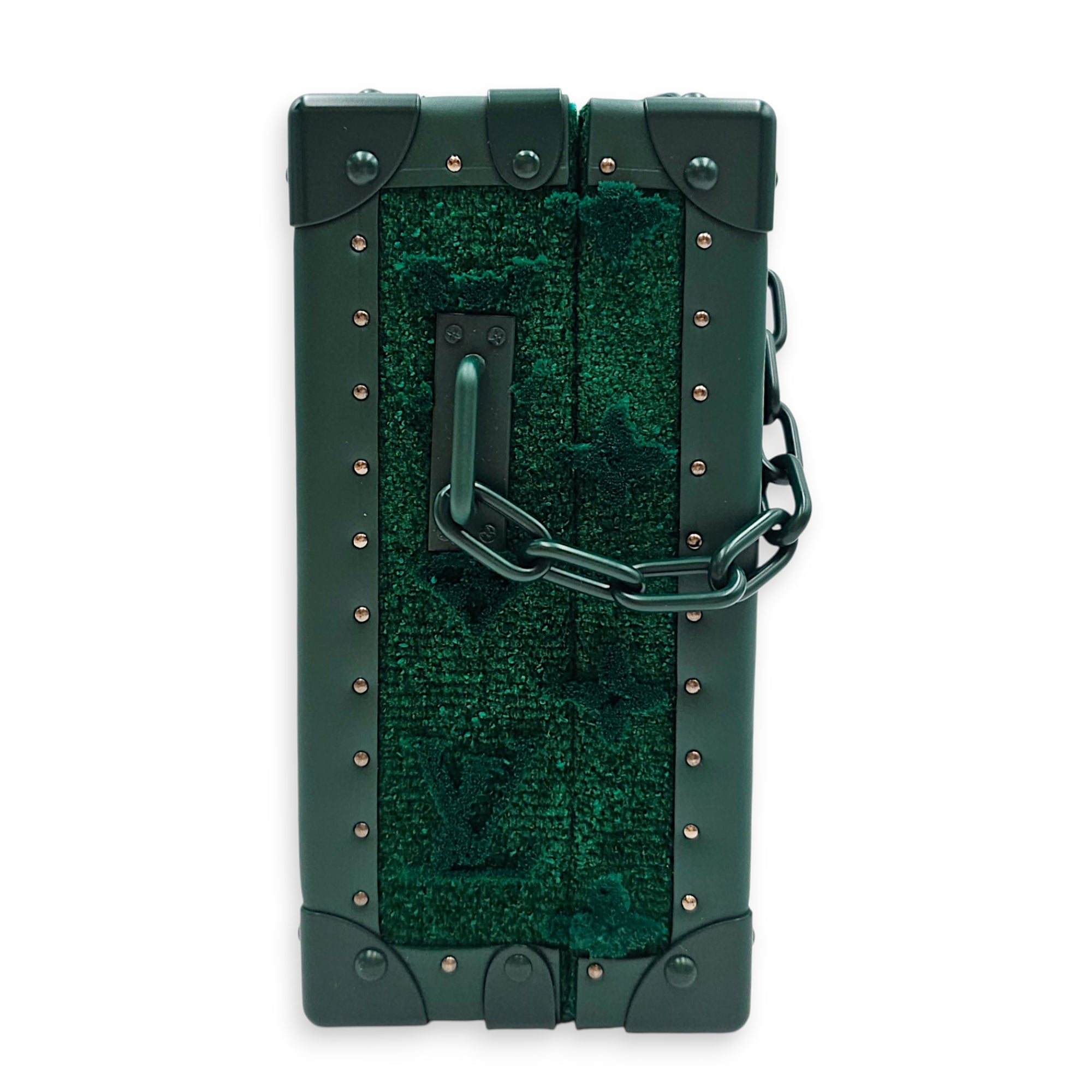 LV Monogram Tuffetage Clutch Box  22 Green Clutch in Calfskin Enamel hardware CL2601-18806 4