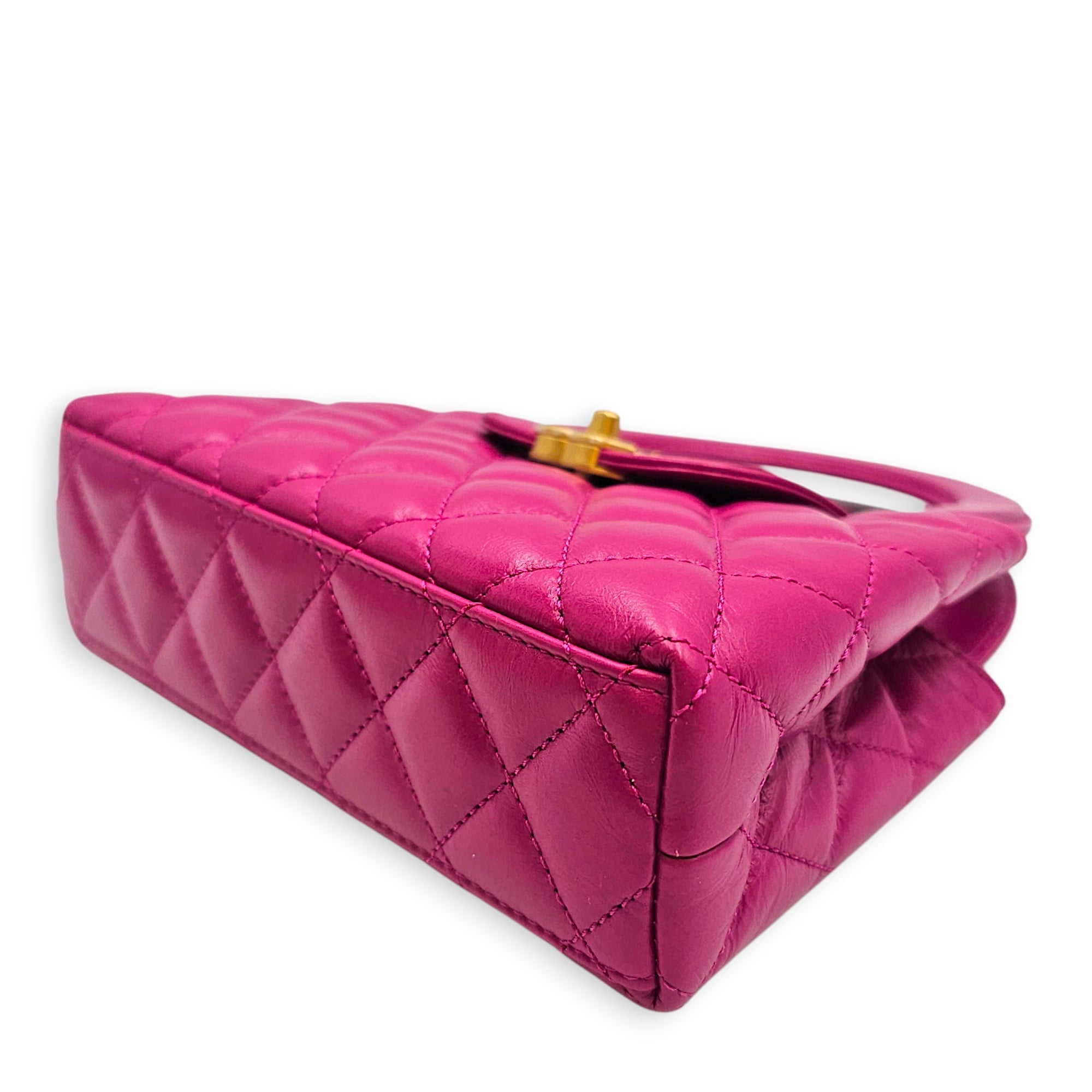 Quilted CC Kelly Mini Pink Crossbody Bag in Calfskin Gold hardware CL2601-18812 8