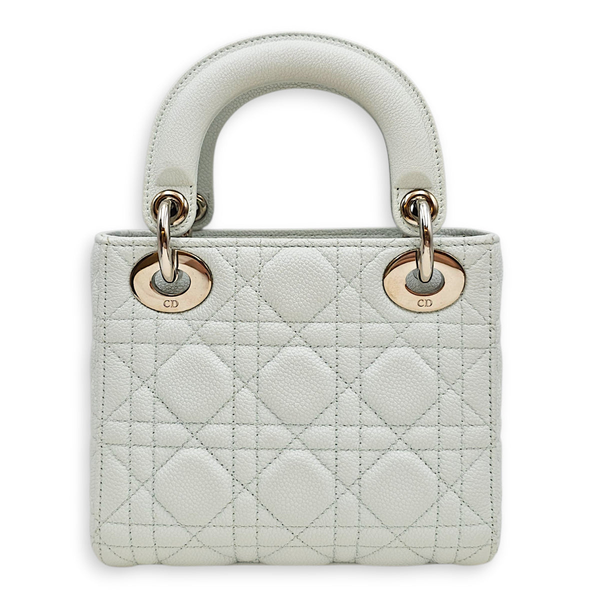 Mini Lady Dior  Blue Top Handle Bag in Calfskin Silver hardware