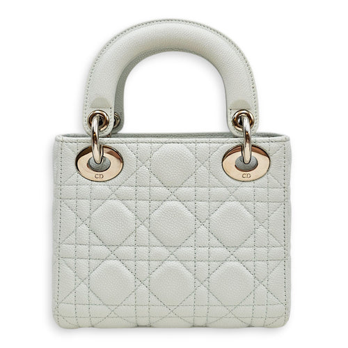 Mini Lady Dior  Blue Top Handle Bag in Calfskin Silver hardware