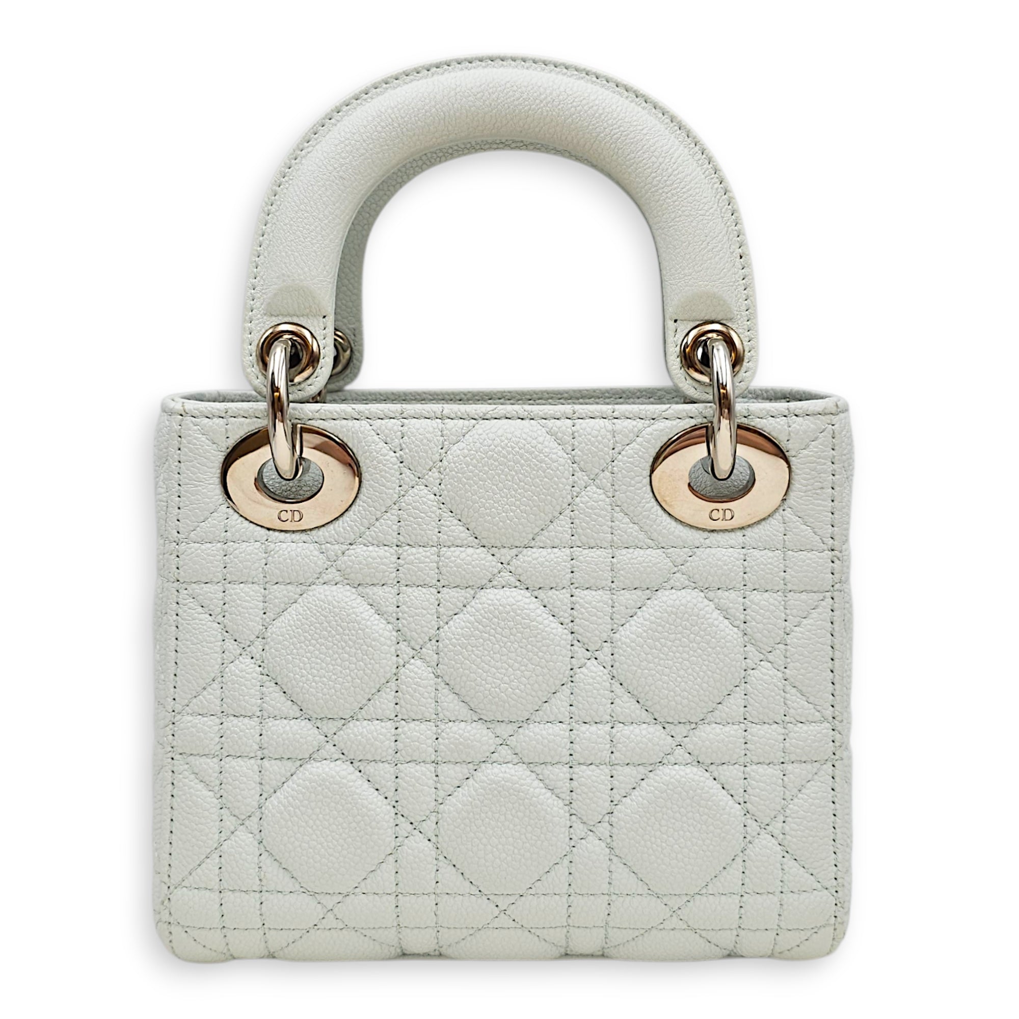 Lady Dior  Mini Teal Top Handle Bag in Calfskin Silver hardware CL2601-18814 2