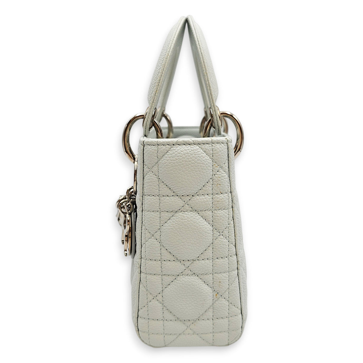 Mini Lady Dior  Blue Top Handle Bag in Calfskin Silver hardware