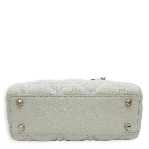 Mini Lady Dior  Blue Top Handle Bag in Calfskin Silver hardware