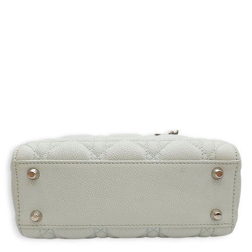 Lady Dior  Mini Teal Top Handle Bag in Calfskin Silver hardware CL2601-18814 6