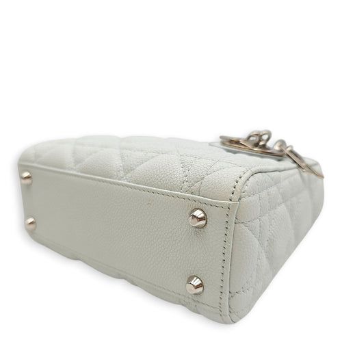 Lady Dior  Mini Teal Top Handle Bag in Calfskin Silver hardware CL2601-18814 7