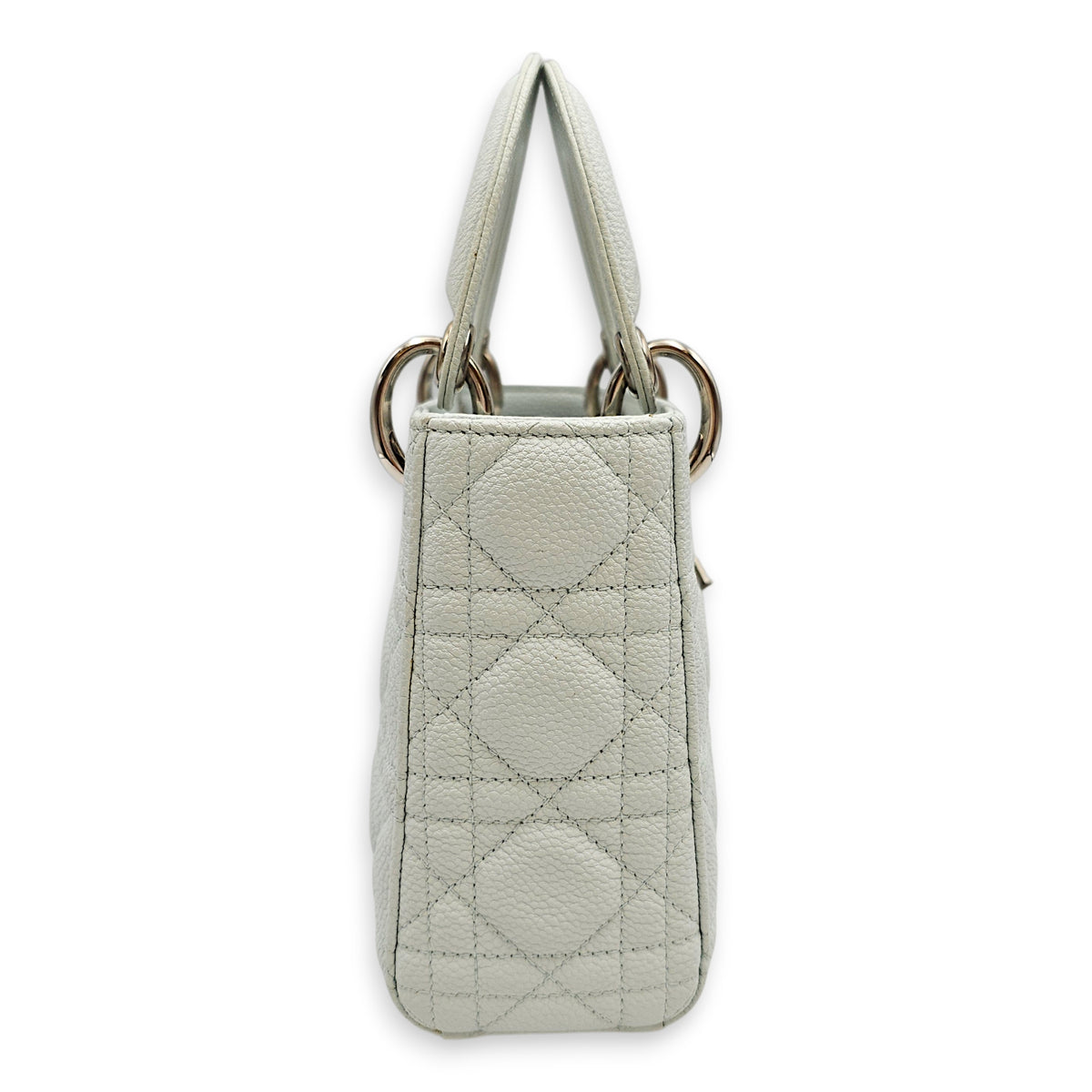Mini Lady Dior  Blue Top Handle Bag in Calfskin Silver hardware