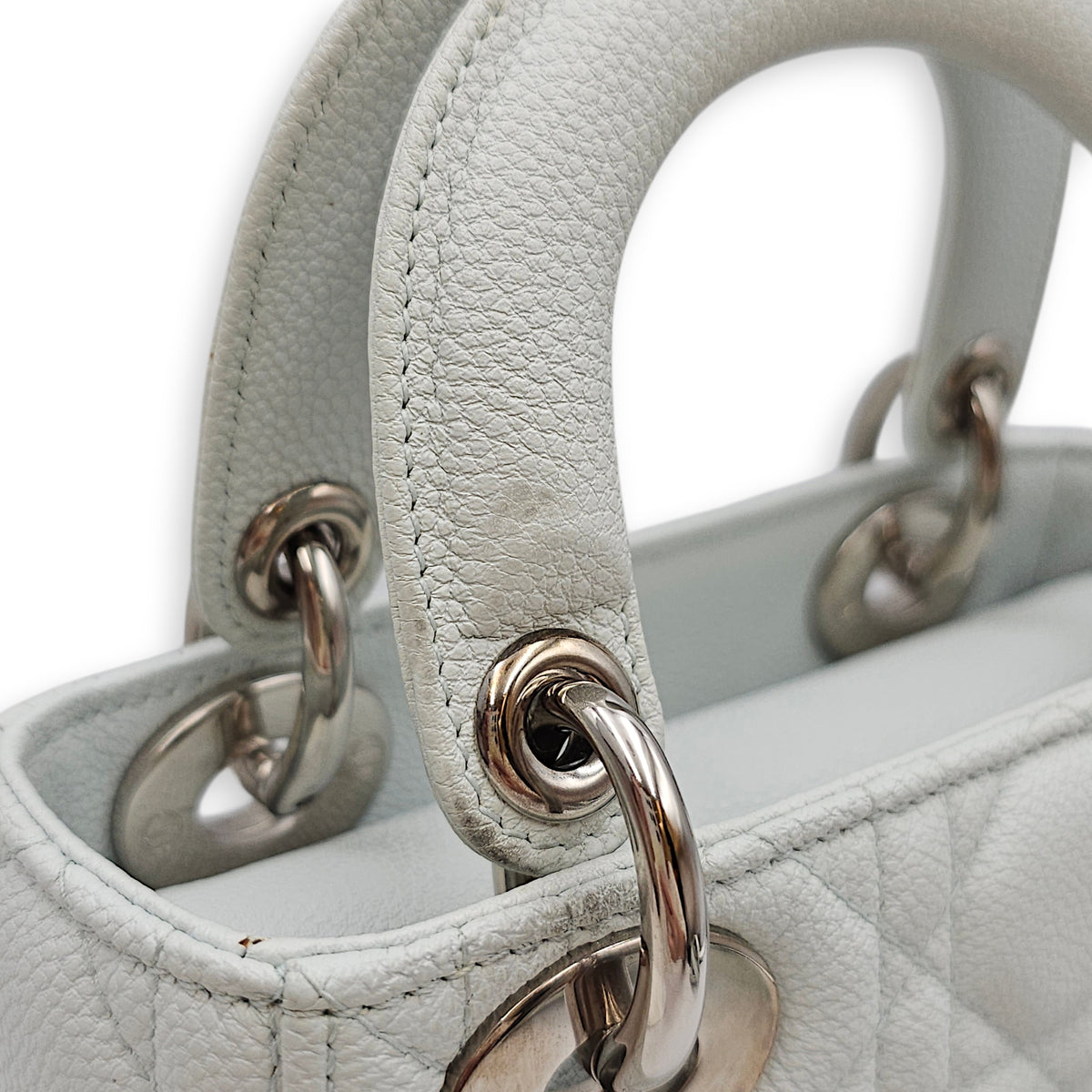 Mini Lady Dior  Blue Top Handle Bag in Calfskin Silver hardware