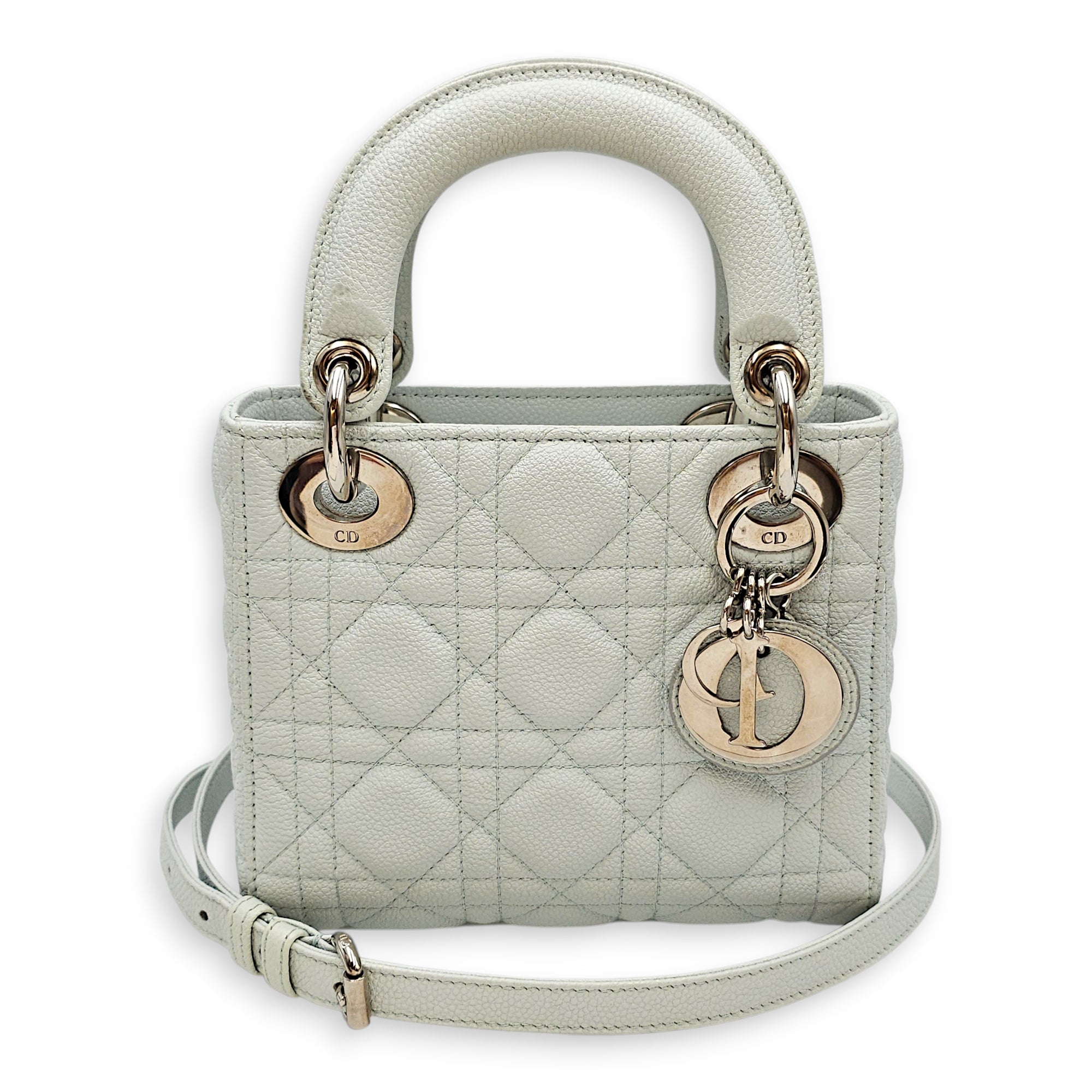 Mini Lady Dior  Blue Top Handle Bag in Calfskin Silver hardware CL2601-18814 3