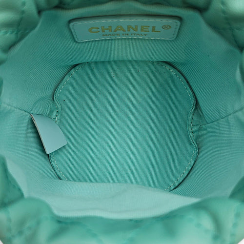 Quilted Mini Bucket Bag with Pearls  Green Bucket Bag in Lambskin Gold hardware CL2601-18815 6