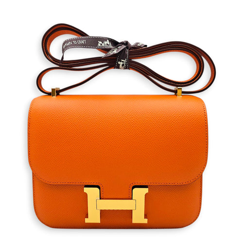 Constance Mirror 18 Orange in Epsom Gold hardware CL2601-18834 1