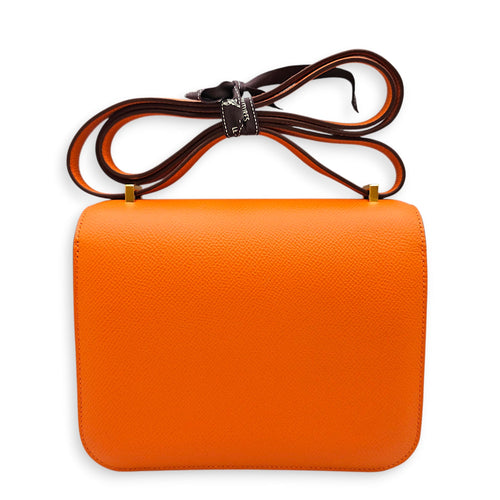 Constance Mirror 18 Orange in Epsom Gold hardware CL2601-18834 2