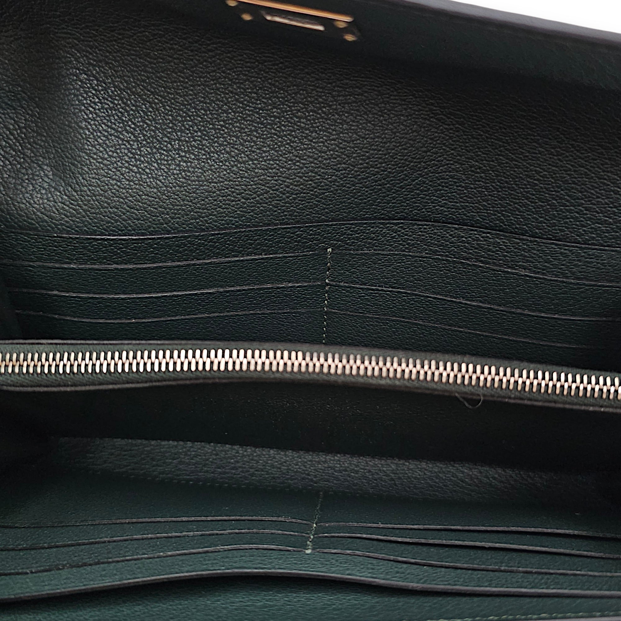 Vert Titien  Kelly Wallet in Ostrich Palladium hardware CL2601-18860 6