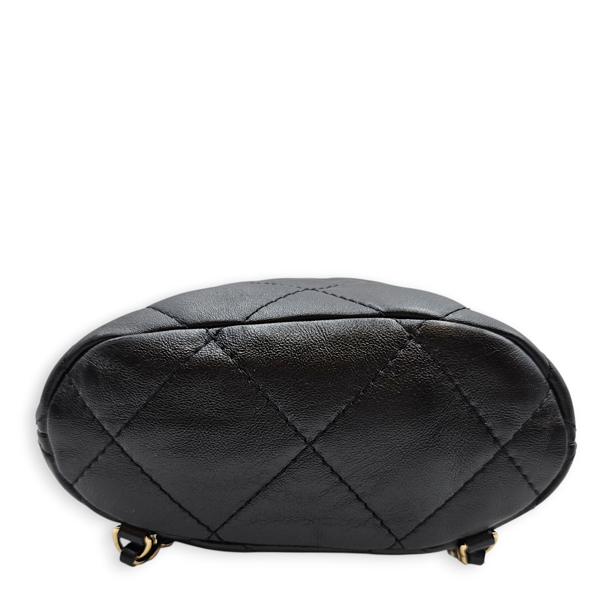 Quilted Mini  Drawstring Bucket /Backpack  Black Backpack in Lambskin Silver hardware CL2601-18881 5