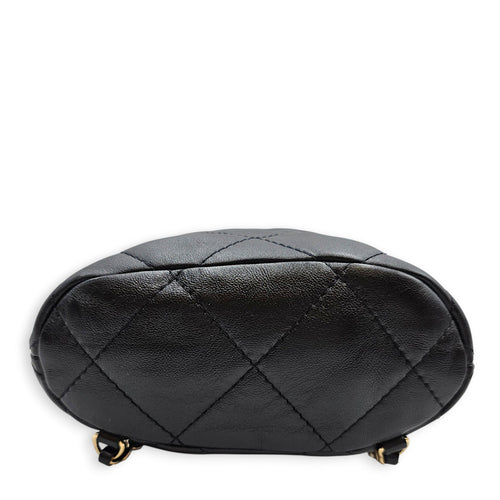 Quilted Mini  Drawstring Bucket /Backpack  Black Backpack in Lambskin Silver hardware CL2601-18881 5