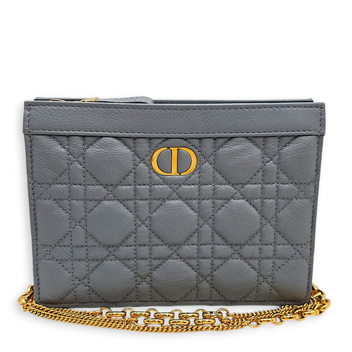 Caro Zipped Pouch with Chain  18 Blue Crossbody Bag in Lambskin Gold hardware CL2601-18884 3