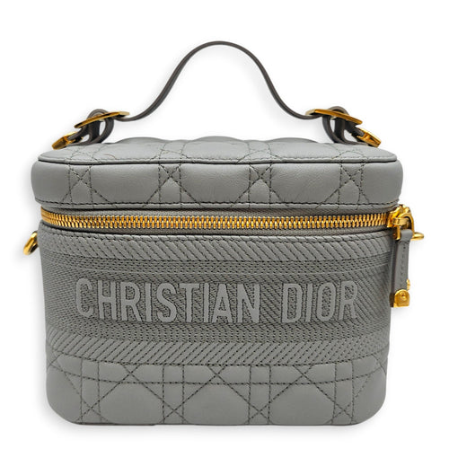 Small Dior Travel Vanity Case with Strap  Grey Vanity Bag in Lambskin Gold hardware CL2601-18886 1