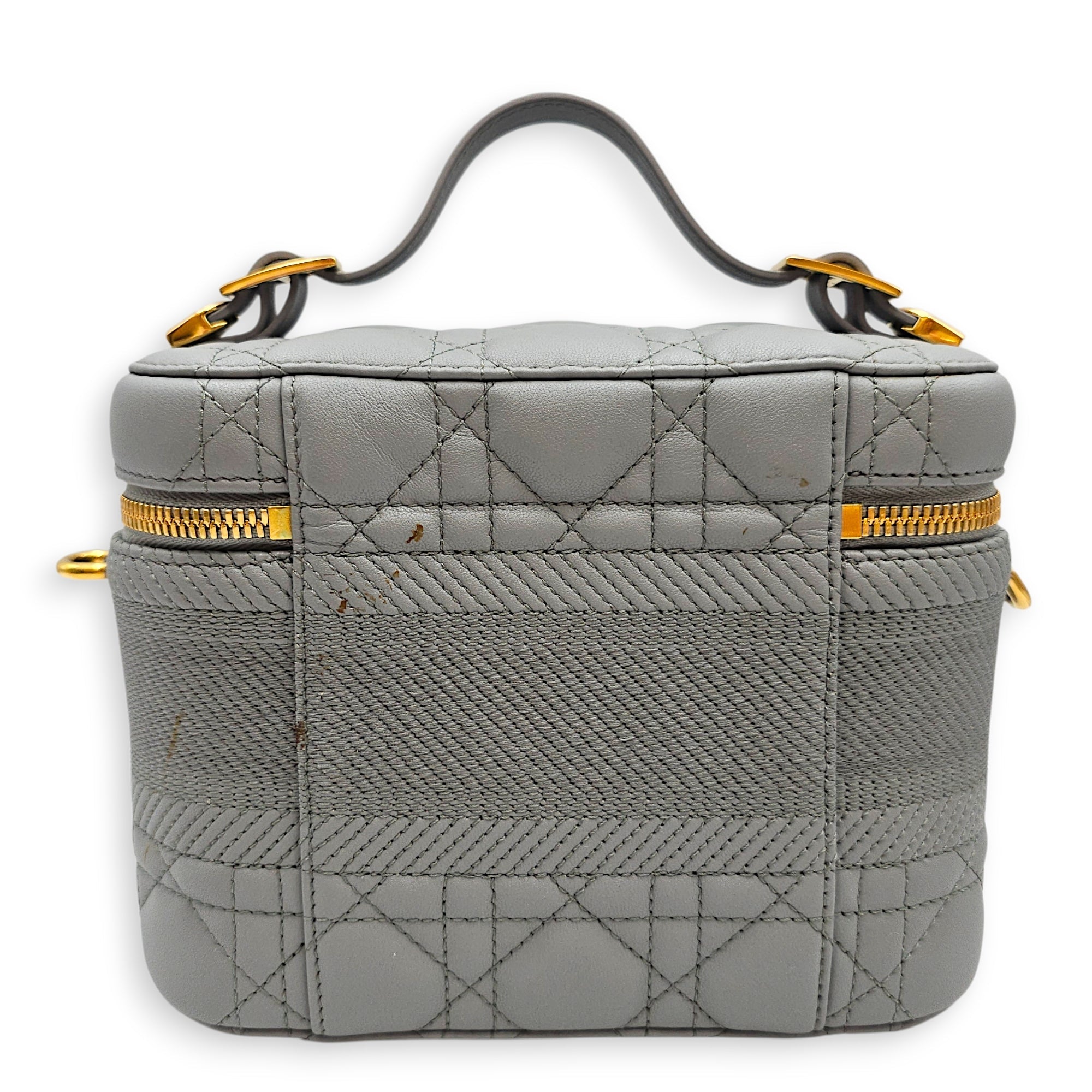 Small Dior Travel Vanity Case with Strap  Grey Vanity Bag in Lambskin Gold hardware CL2601-18886 2