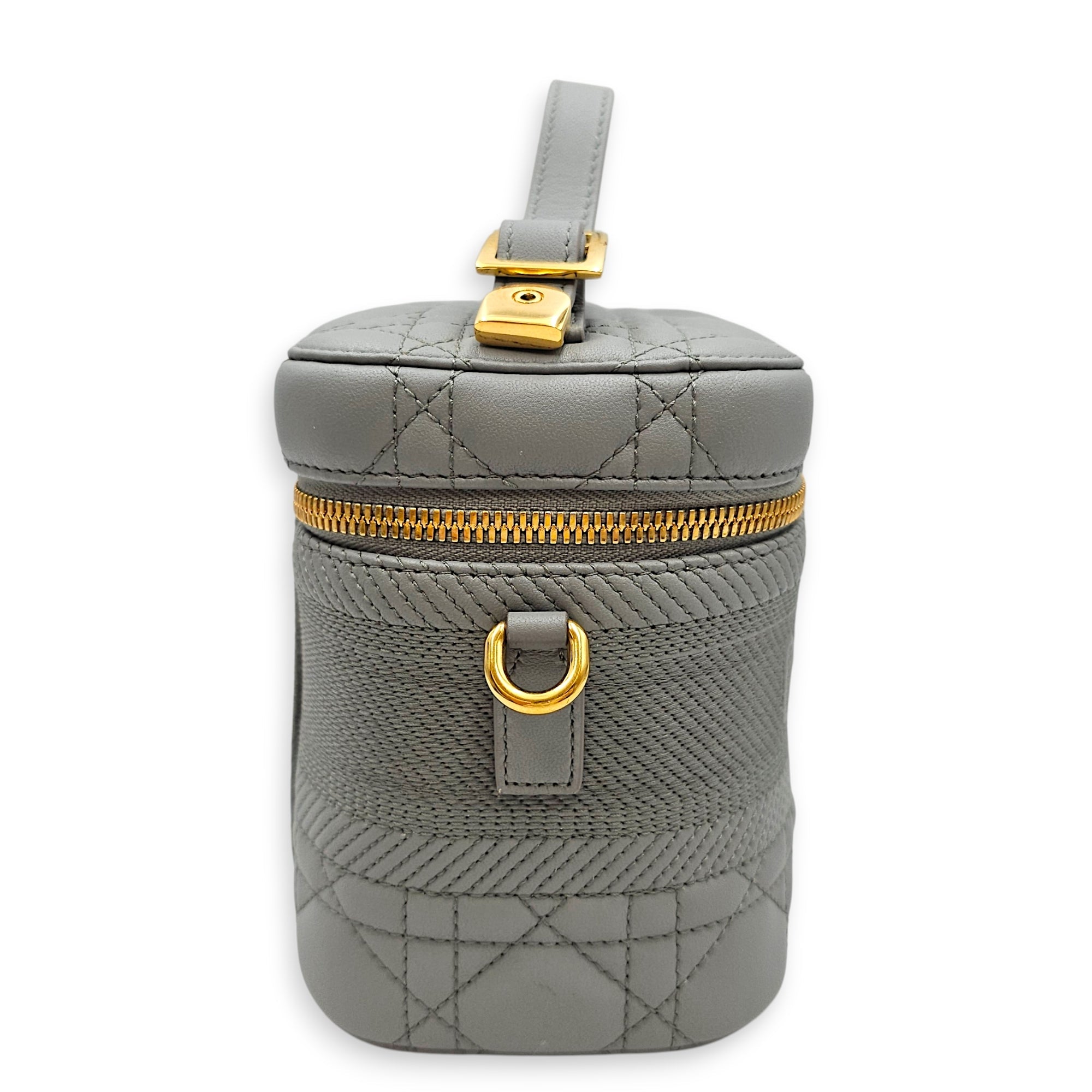 Small Dior Travel Vanity Case with Strap  Grey Vanity Bag in Lambskin Gold hardware CL2601-18886 4